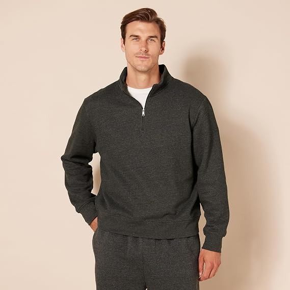 Immagine di Men'S Charcoal Grey Quarter-Zip Sweatshirt 3